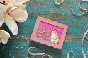 Grußkarte Shaker Love Bären Pink