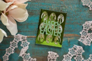 Shaker-Karte Happy Easter Hasen Grün