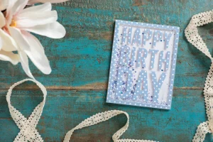 Shaker-Karte Happy Birthday Punkte Blau