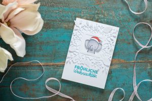 Weihnachtskarte Elefant Glitzer