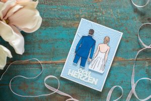 Hochzeitskarte Mann Frau Blau