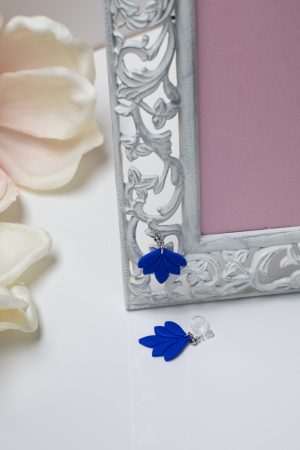 Ohrclip Fächer Klein Blau Silber