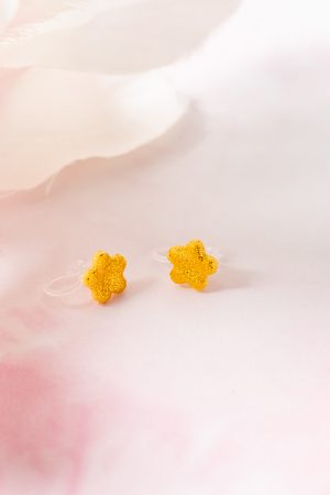 Ohrclip Blume Gelb Glitzer Klein