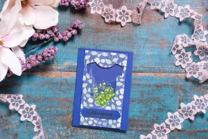 Shaker-Karte Baby Wilkommen Body Blau