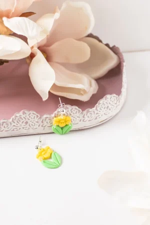 Ohrhänger Blumen Gelb Silber