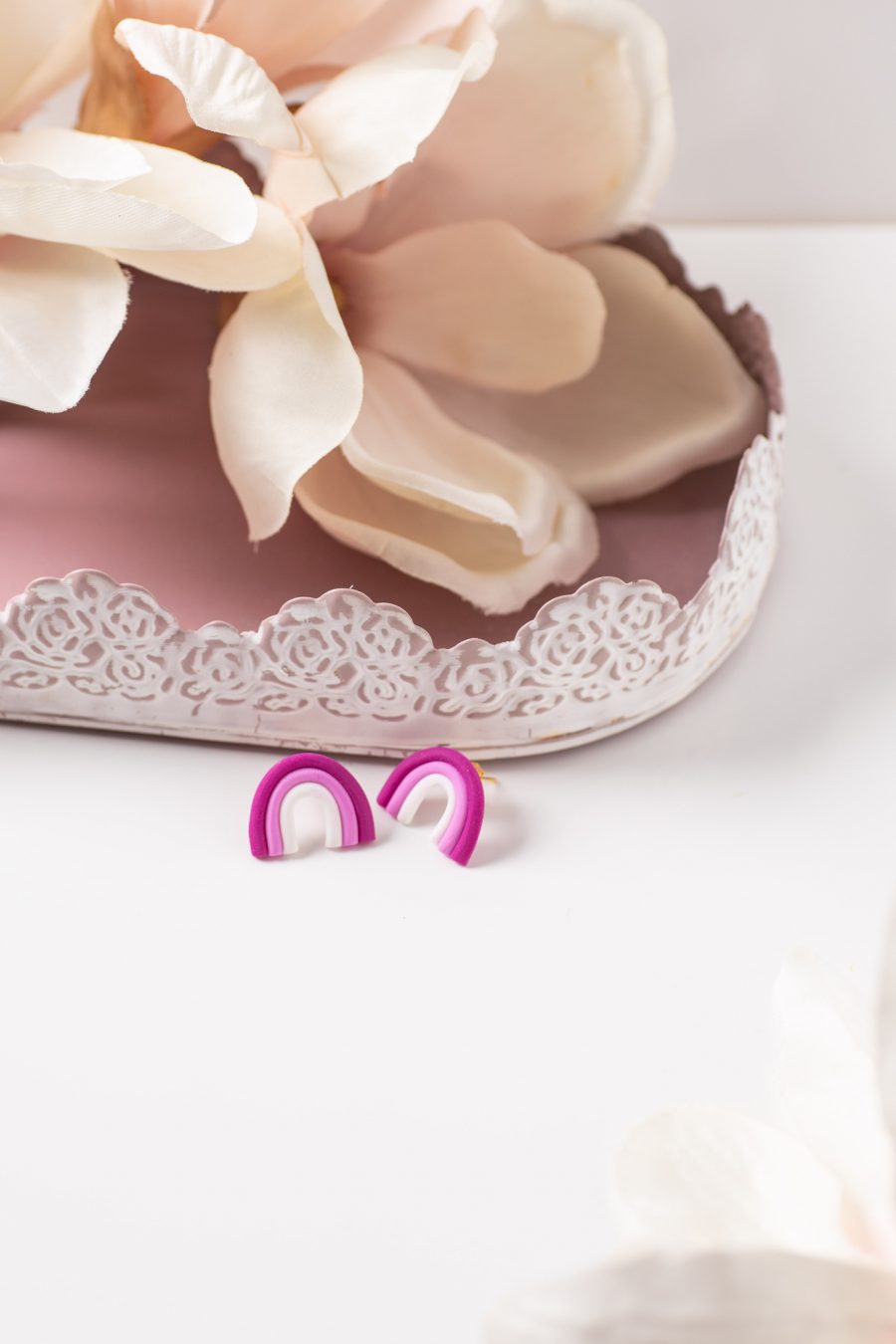 Ohrstecker Regenbogen Pink Mittel