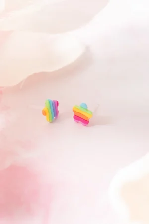 Ohrstecker Regenbogen Blumen Klein
