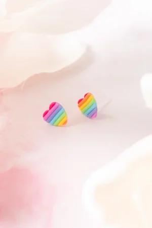 Ohrstecker Regenbogen Herzen Klein
