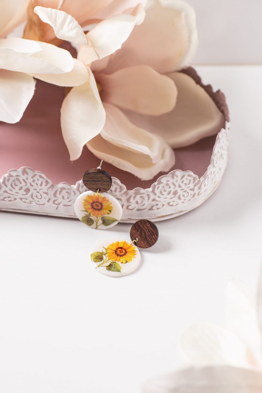 Ohrhänger Sonnenblumen Holz Groß