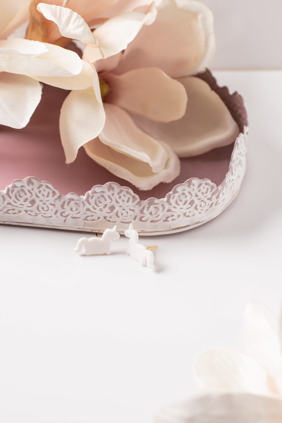 Ohrstecker Einhorn Weiß Klein