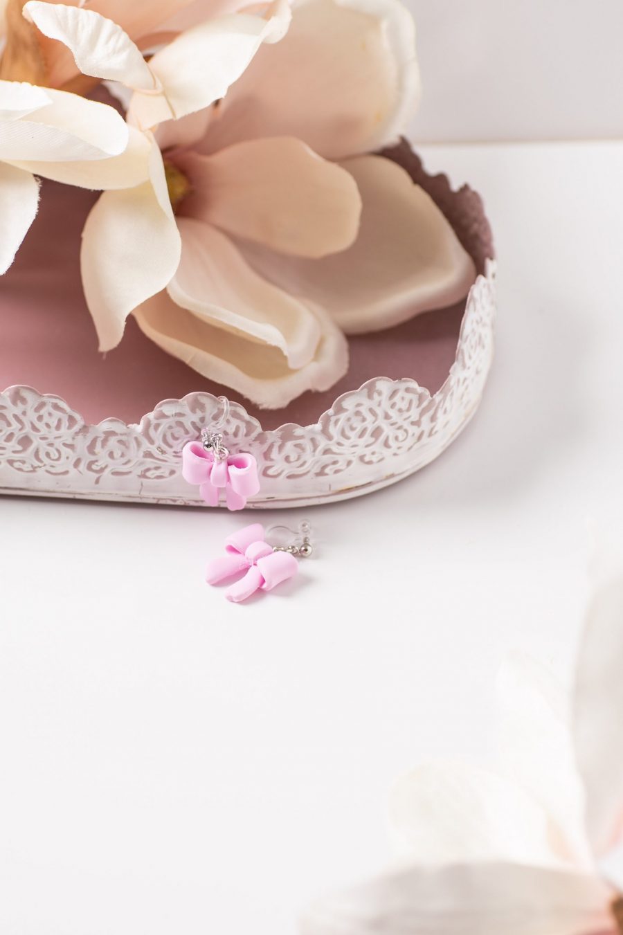 Ohrhänger Clip Schleifen Rosa