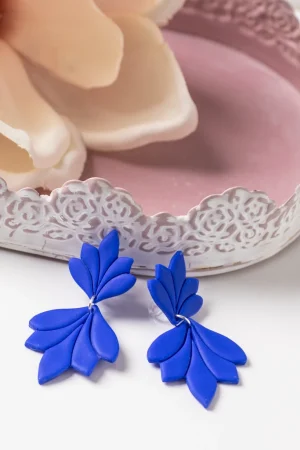 Ohrhänger Clip Doppelfächer Groß Blau