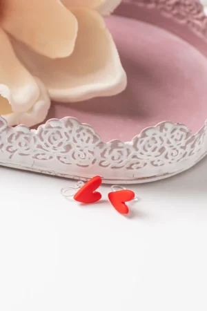 Ohrclip Herzen Asymmetrisch Rot
