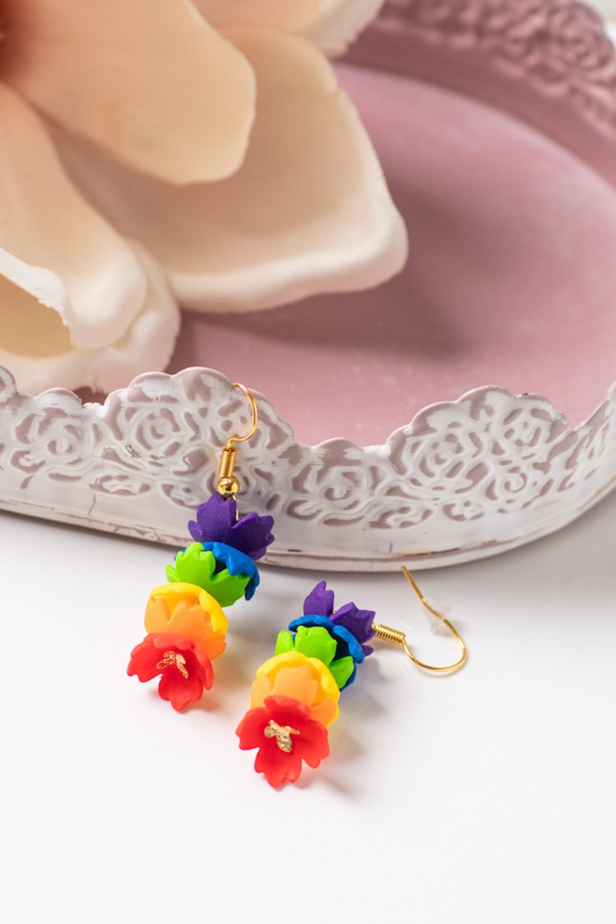 Ohrhänger Regenbogen Blumen