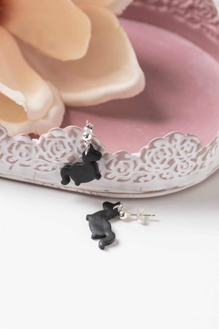 Ohrhänger Einhorn Schwarz Silber
