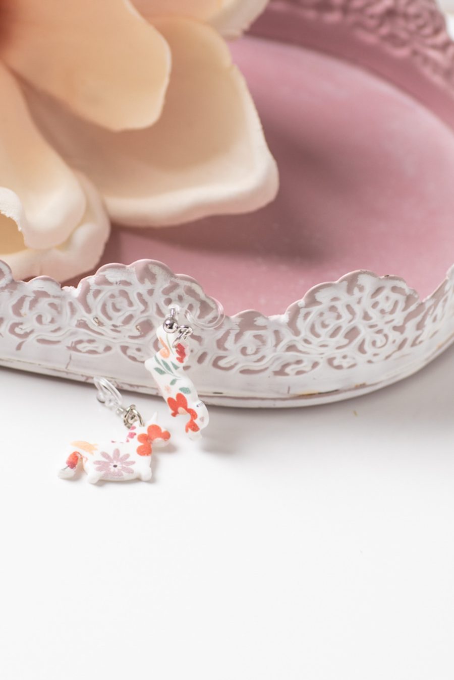 Ohrhänger Clip Einhorn Floral