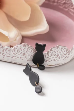 Ohrhänger Clip Katze Silhouette Schwarz