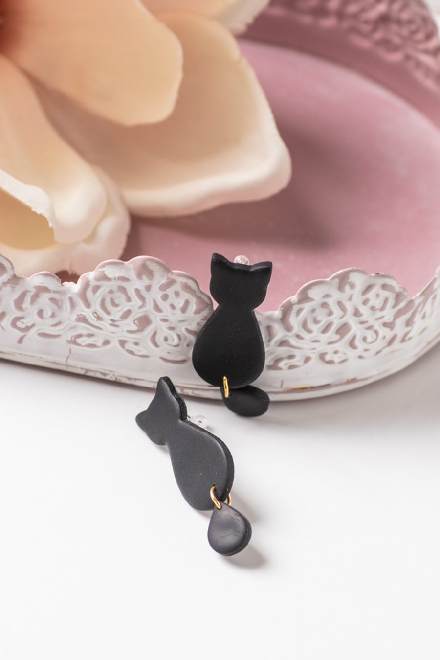 Ohrhänger Clip Katze Silhouette Schwarz