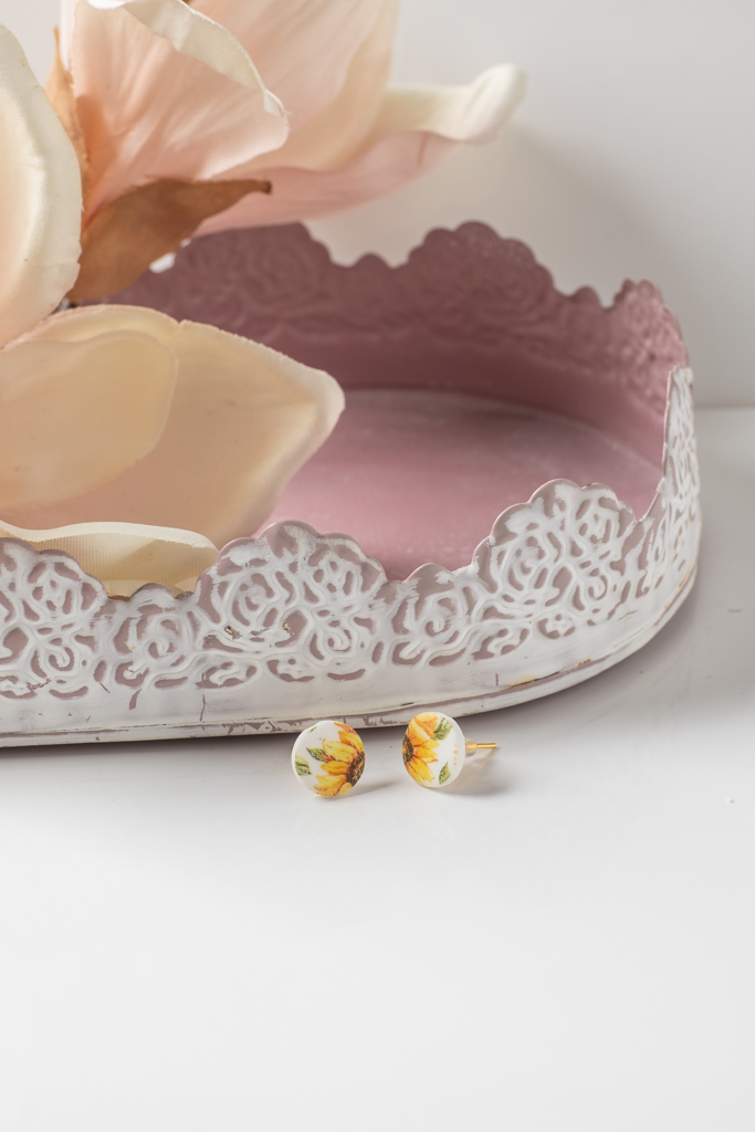 Ohrstecker Punkt Weiß Sonnenblume