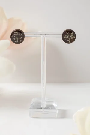 Ohrstecker Rund Girsch Weiß Holz