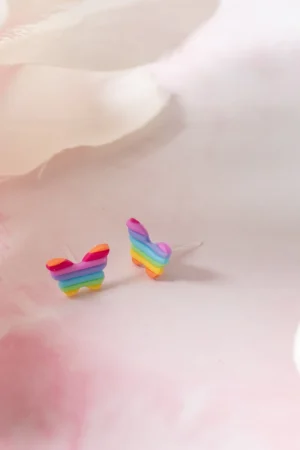 Ohrstecker Regenbogen Schmetterling Klein