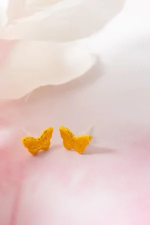 Ohrstecker Schmetterling Gelb Glitzer Klein