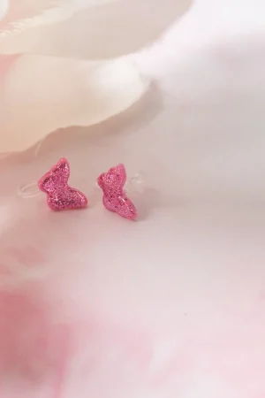 Ohrclip Schmetterling Rosa Glitzer Klein