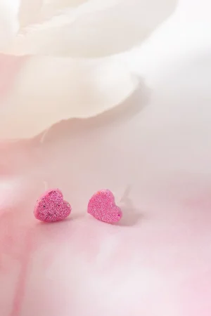 Ohrstecker Herz Rosa Glitzer Klein