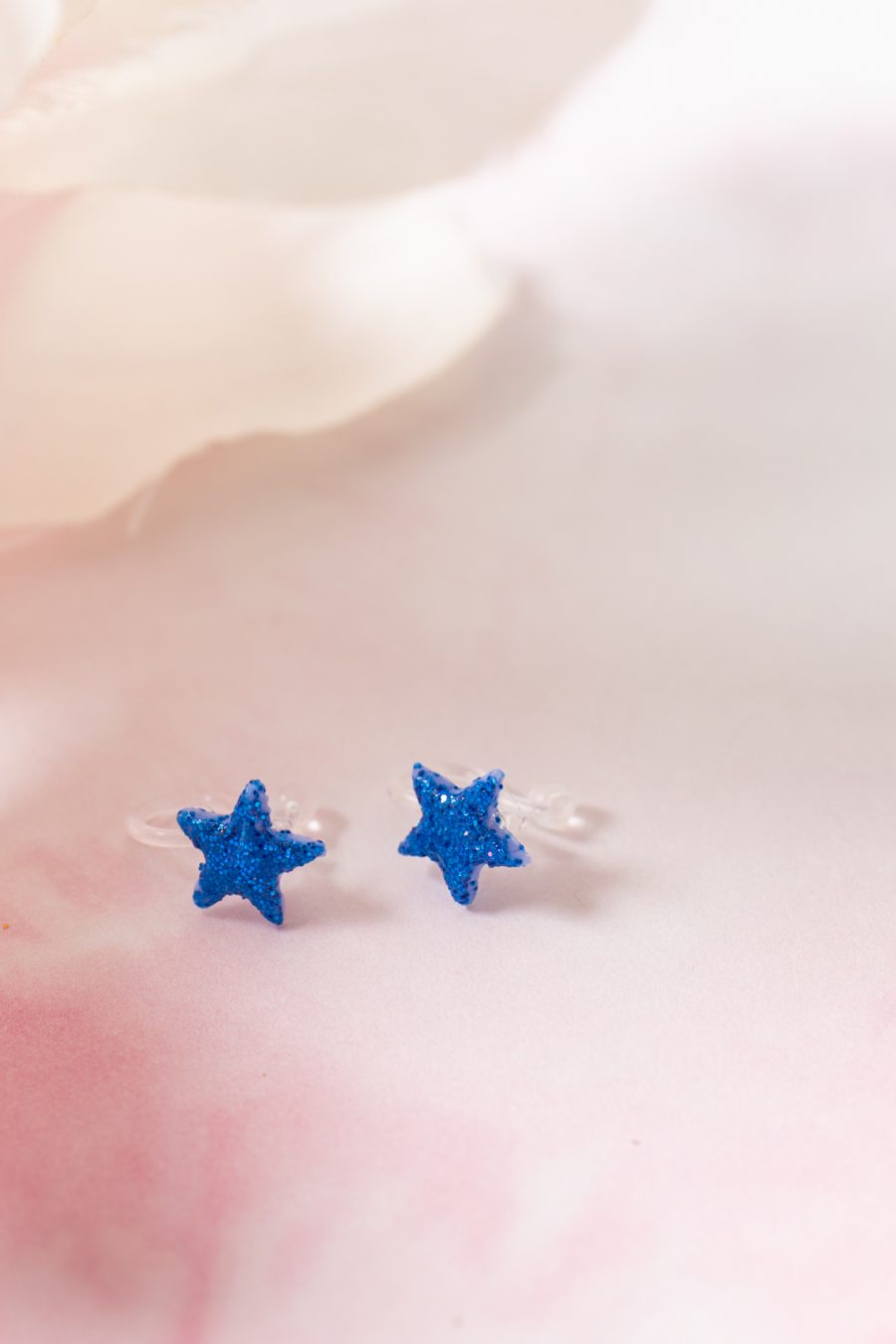 Ohrclip Stern Blau Glitzer