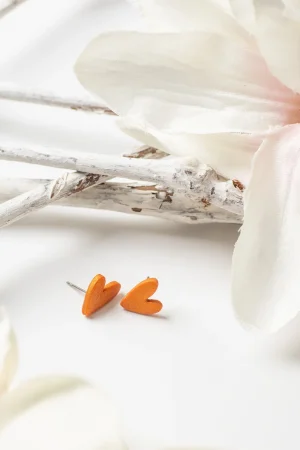 Ohrstecker Asymmetrische Herzen Orange