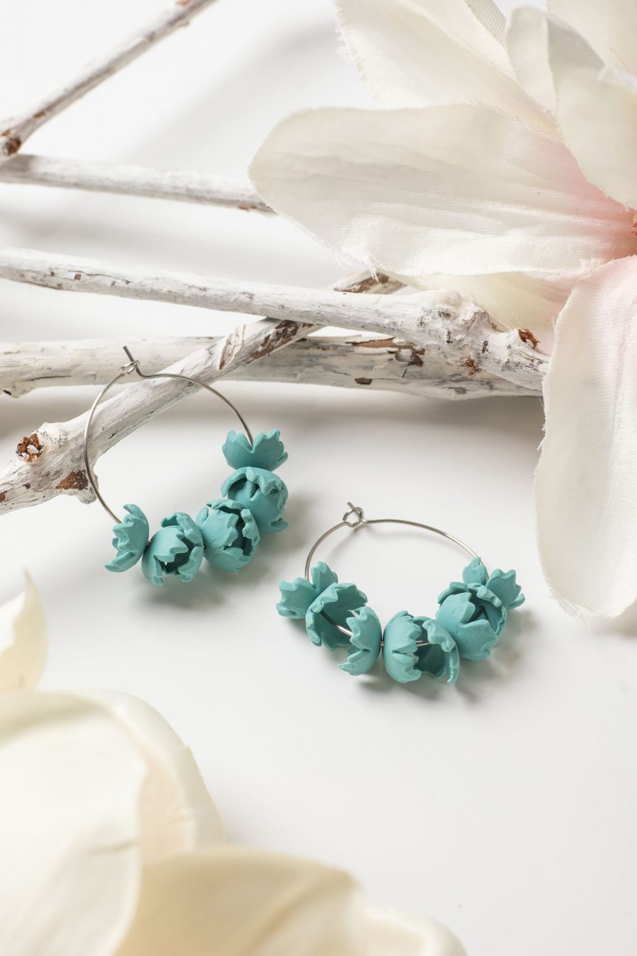 Ohrhänger Creole Blüten Petrol Groß