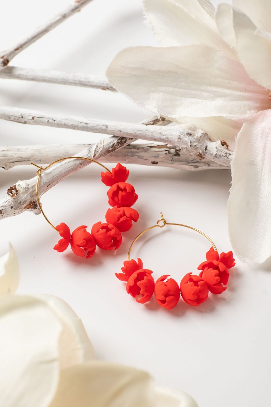 Ohrhänger Creole Blüten Rot Groß