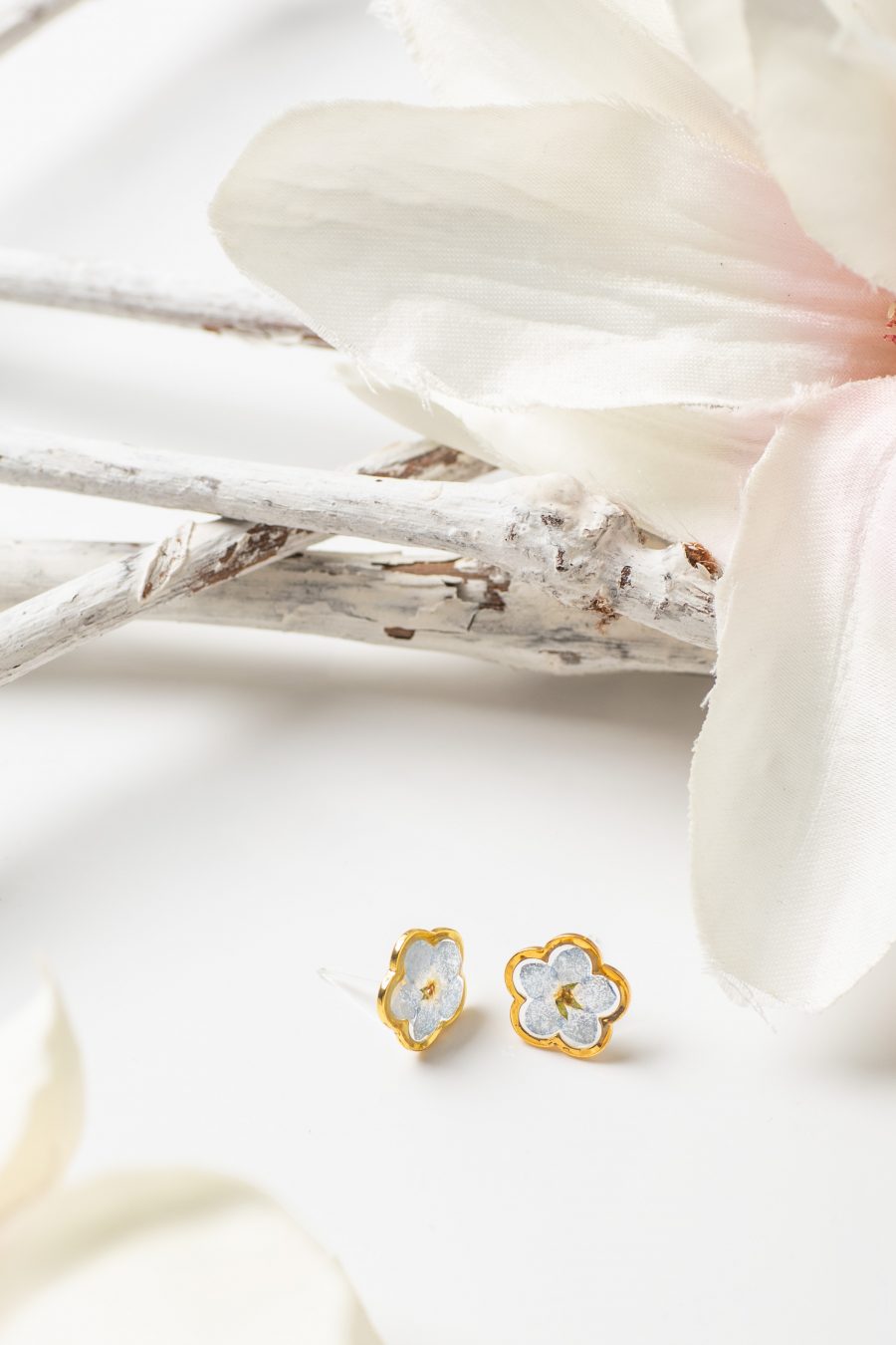 Ohrstecker Resin Vergissmeinicht 2 Gold Blume