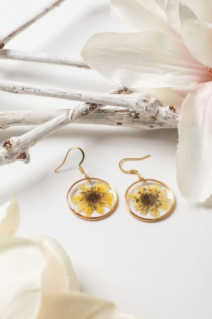 Ohrhänger Resin Margerite Gelb Gold