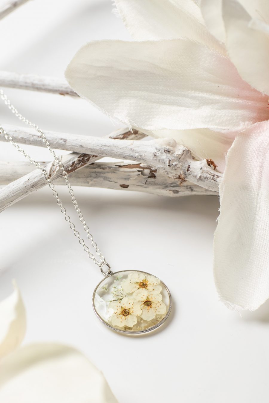 Anhänger Resin Spirea Wilde Möhre Rund Silber