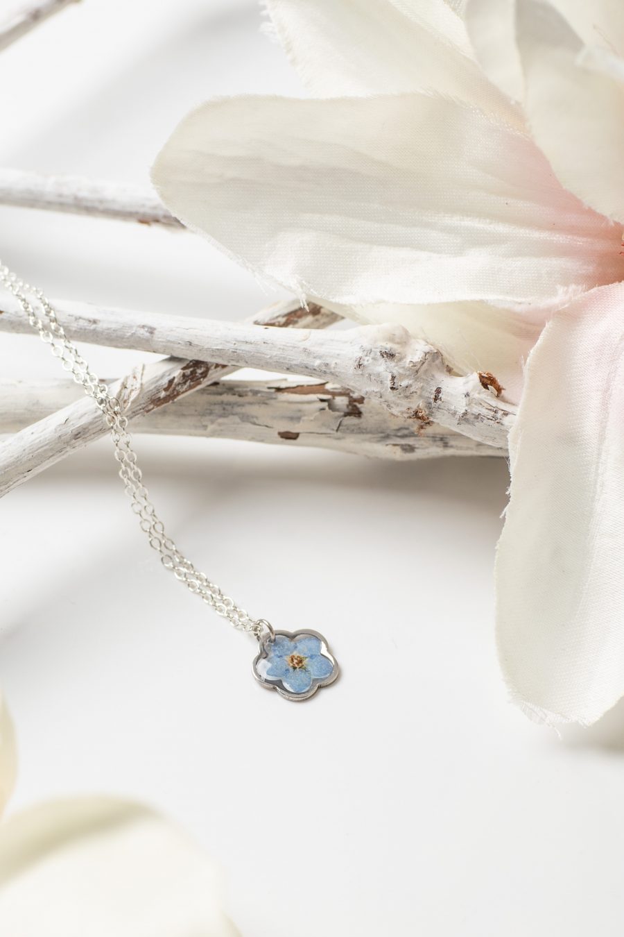 Anhänger Resin Vergissmeinicht Silber Blume 1