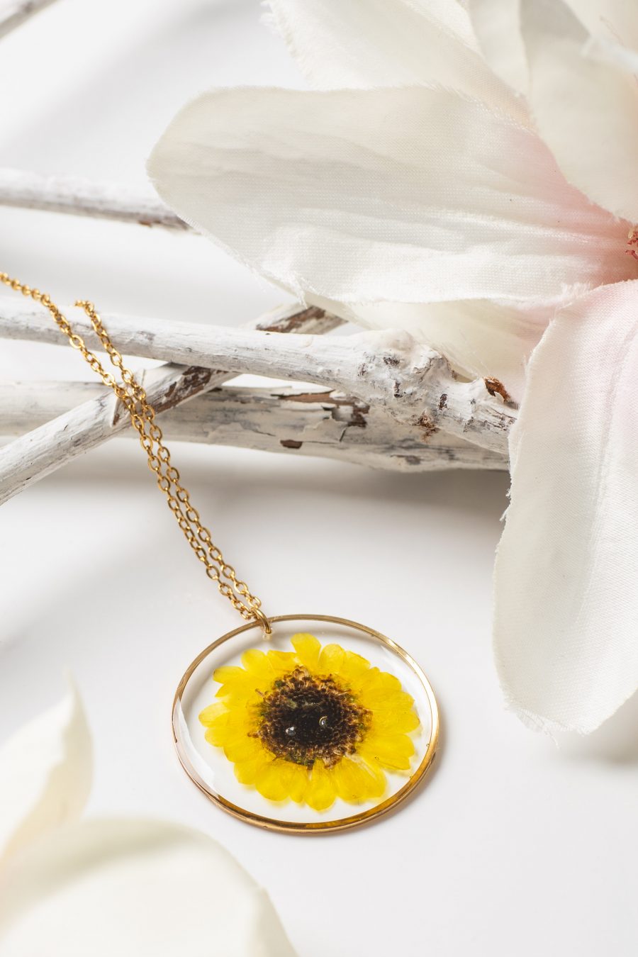 Anhänger Resin Gold Margerite Gelb Braun 1