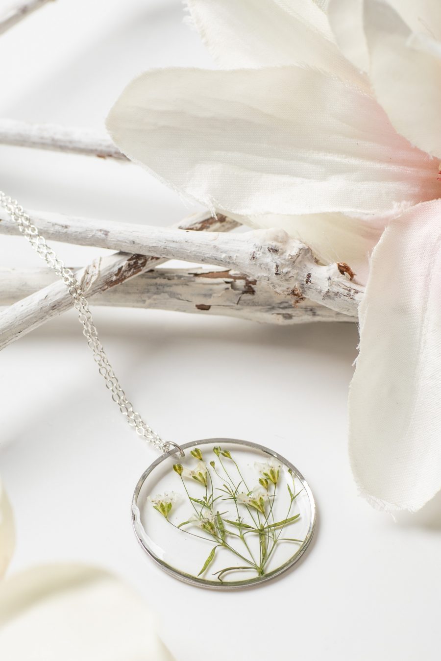 Anhänger Resin Teppichschleierkraut Silber Groß