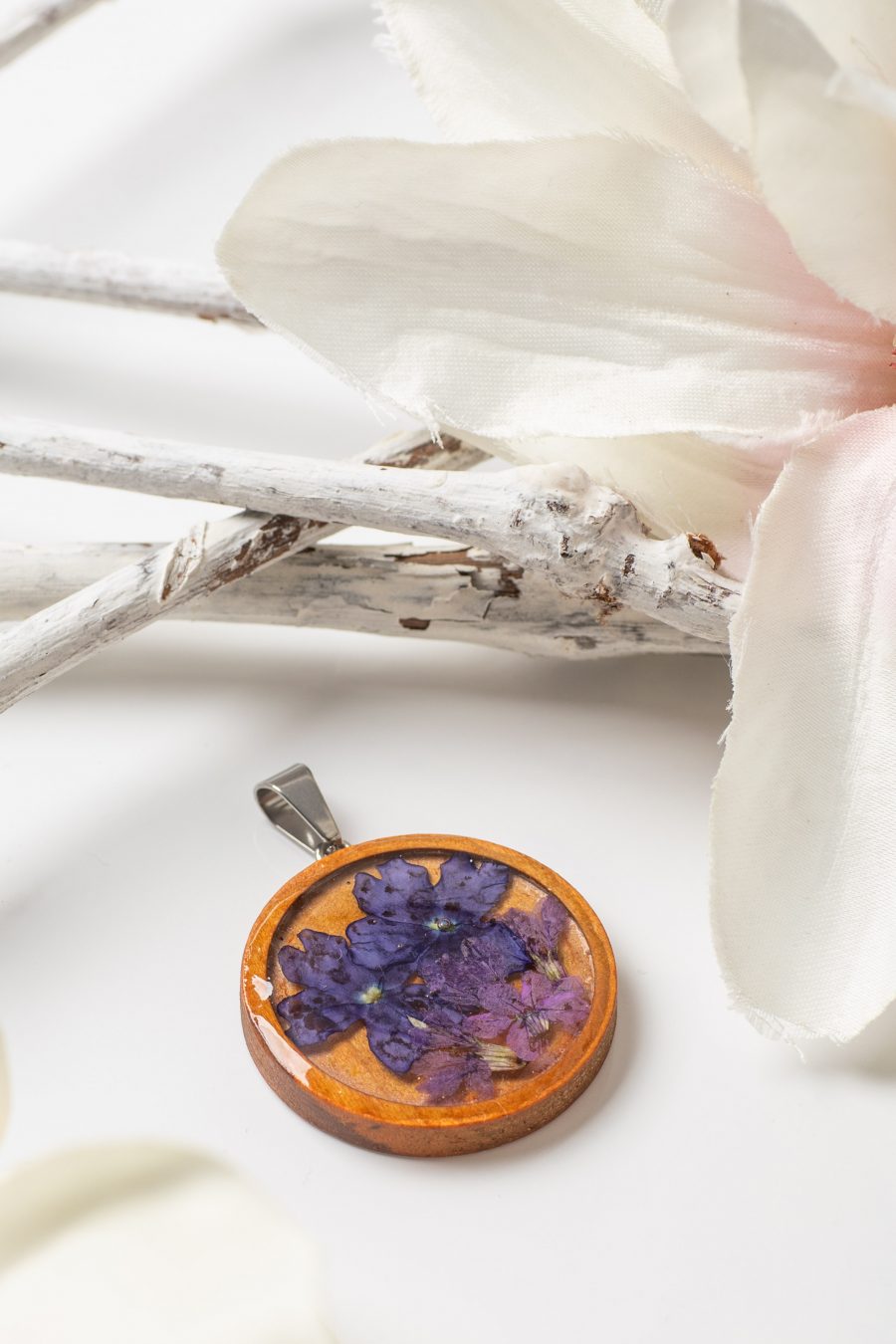 Anhänger Resin Flammenblume Blutwederich Holz