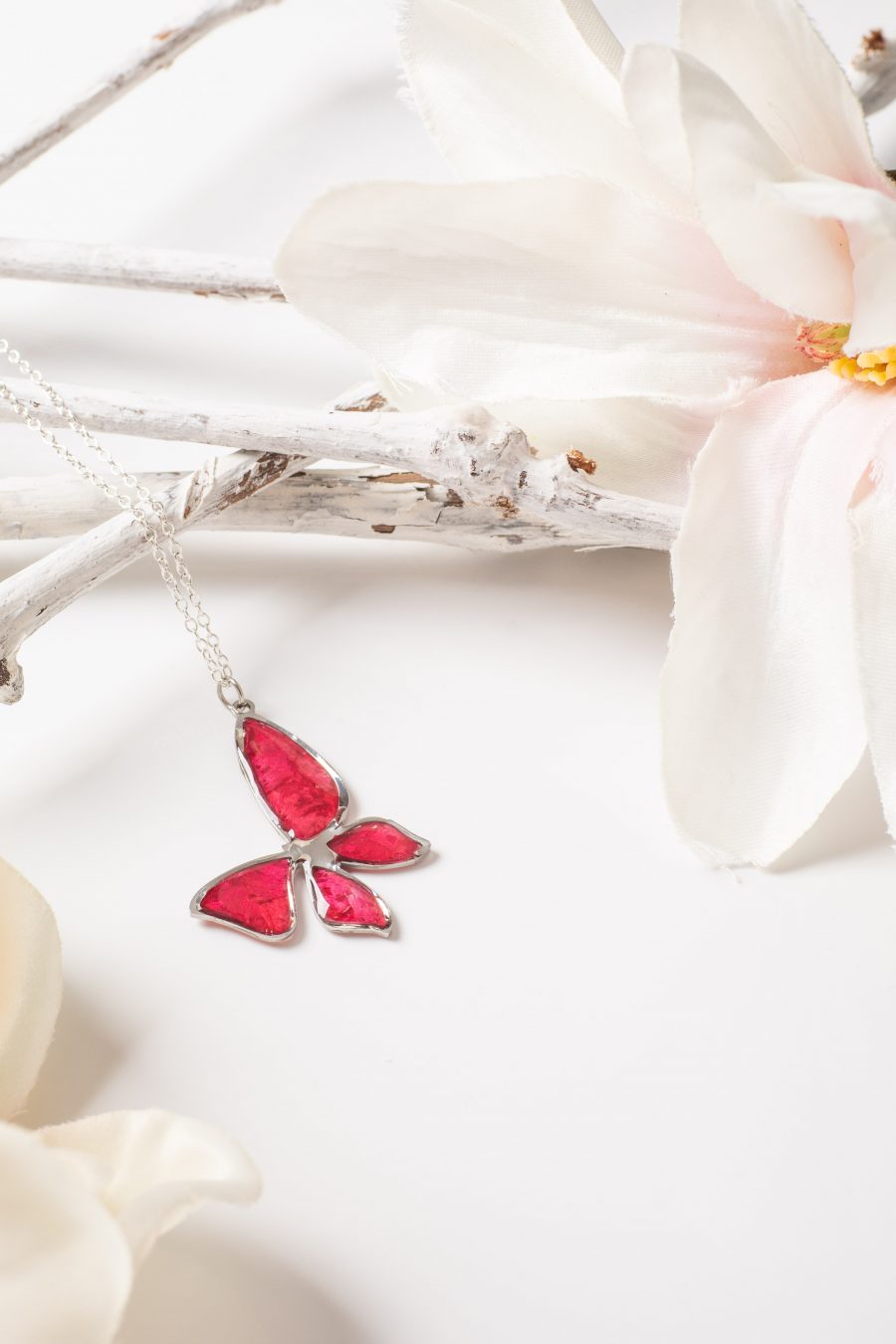 Anhänger Resin Schmetterling Silber Rose pink1