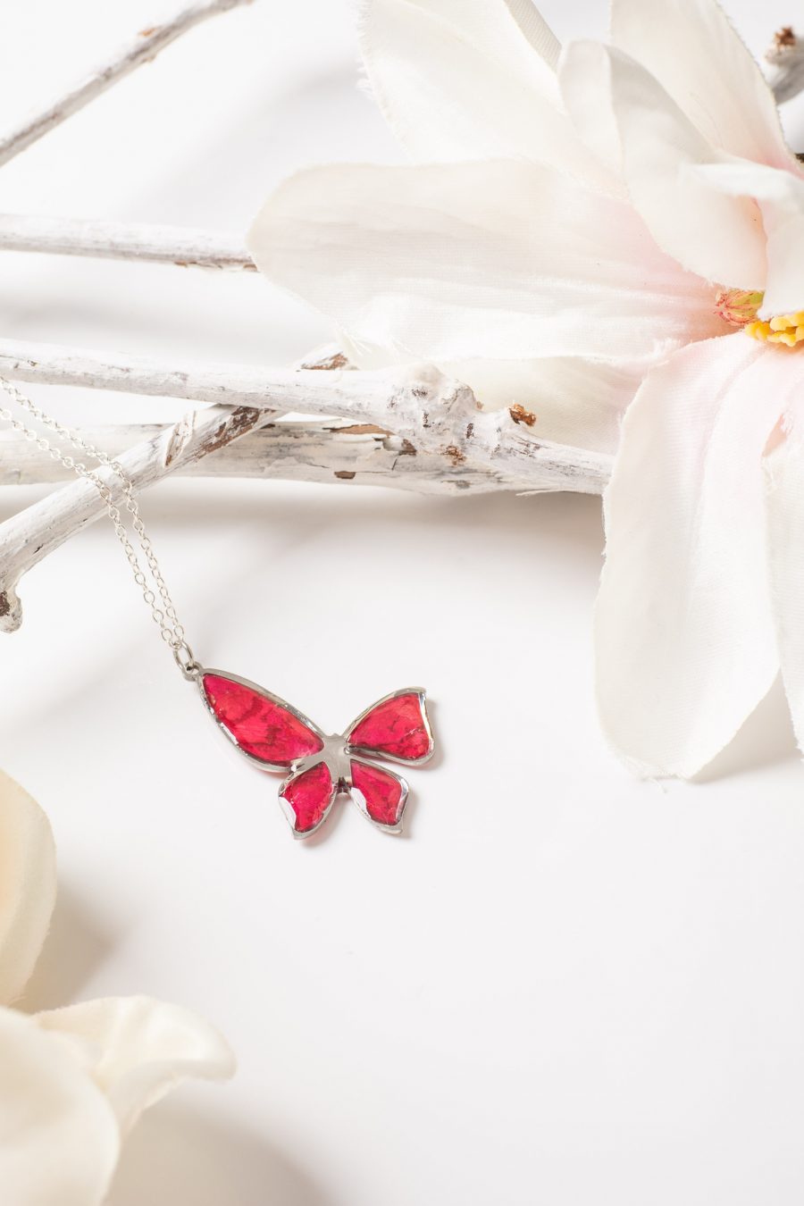 Anhänger Resin Schmetterling Rose Pink Silber 2