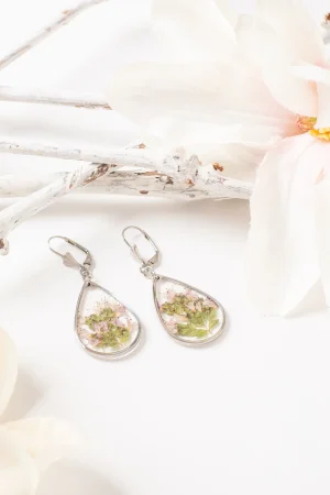 Ohrhänger Resin Tropfen Silber Sommerspiere Rosa