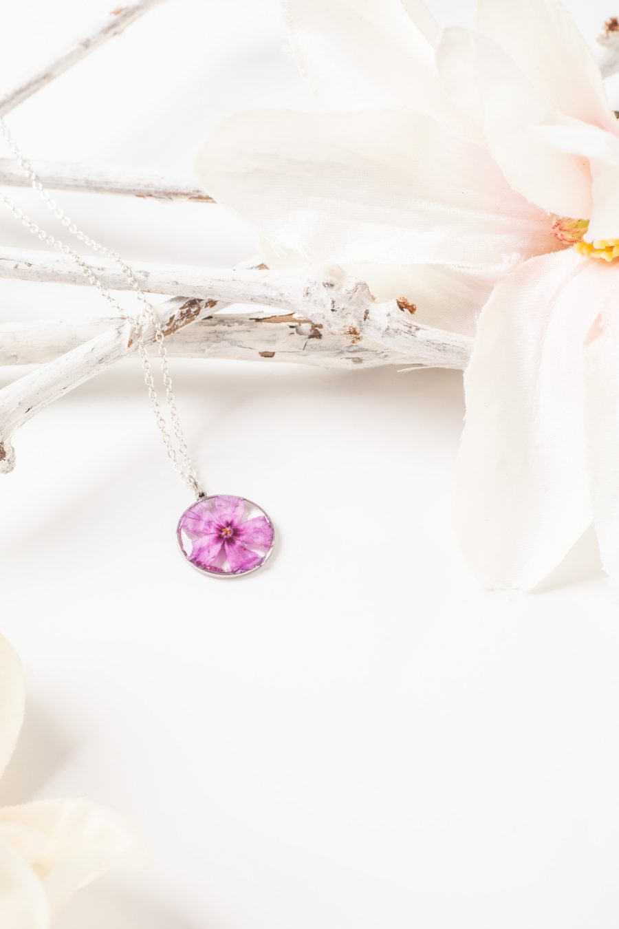 Anhänger Resin Phlox Silber Rund