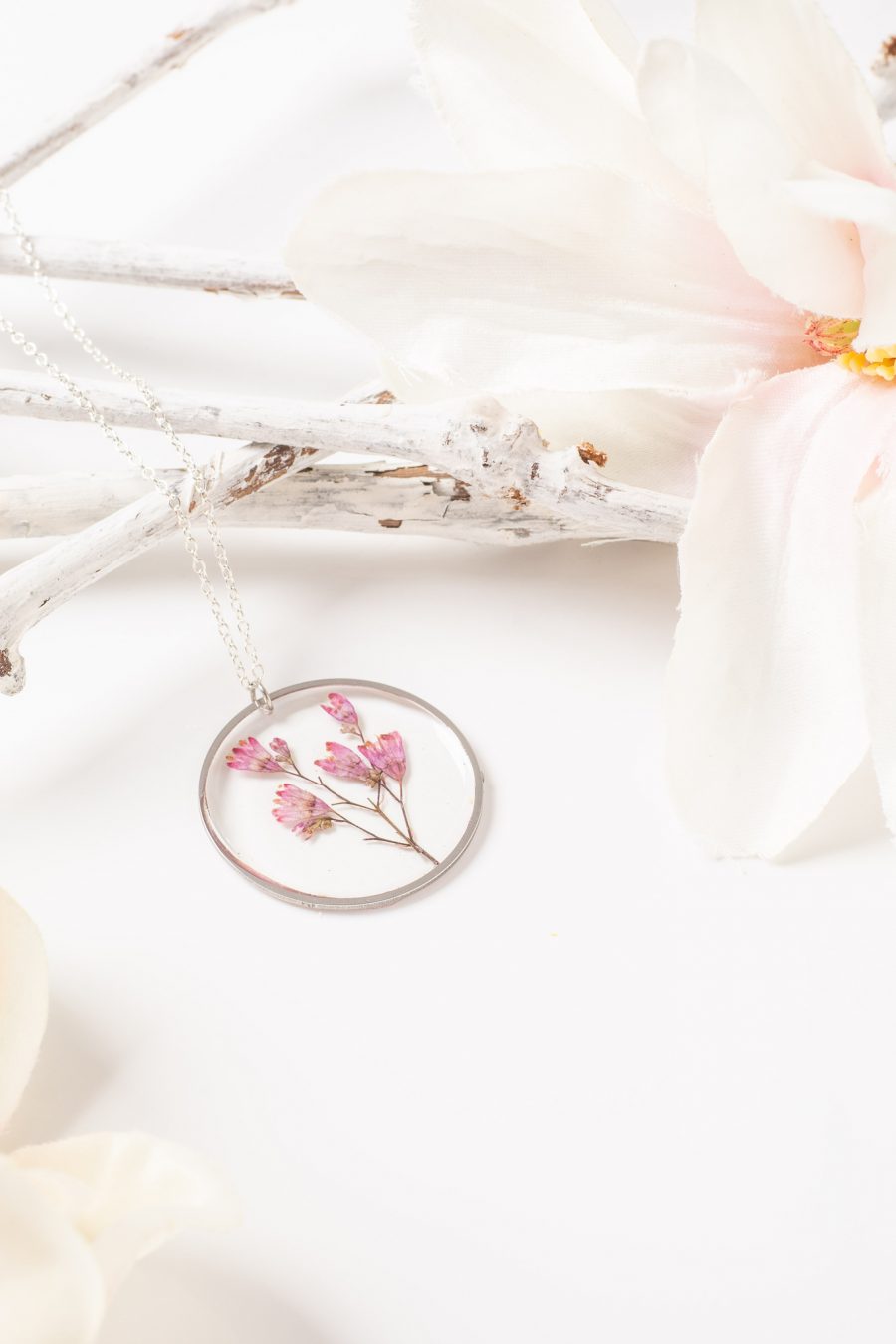 Anhänger Resin Purpurglöckchen Silber Rund Groß