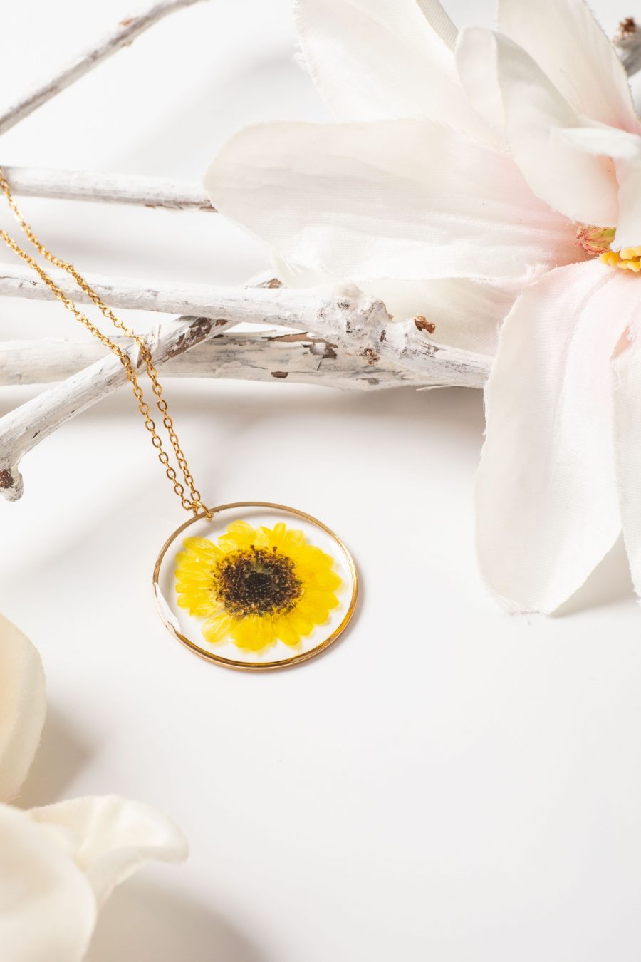 Anhänger Resin Margerite Gelb Gold Groß 4