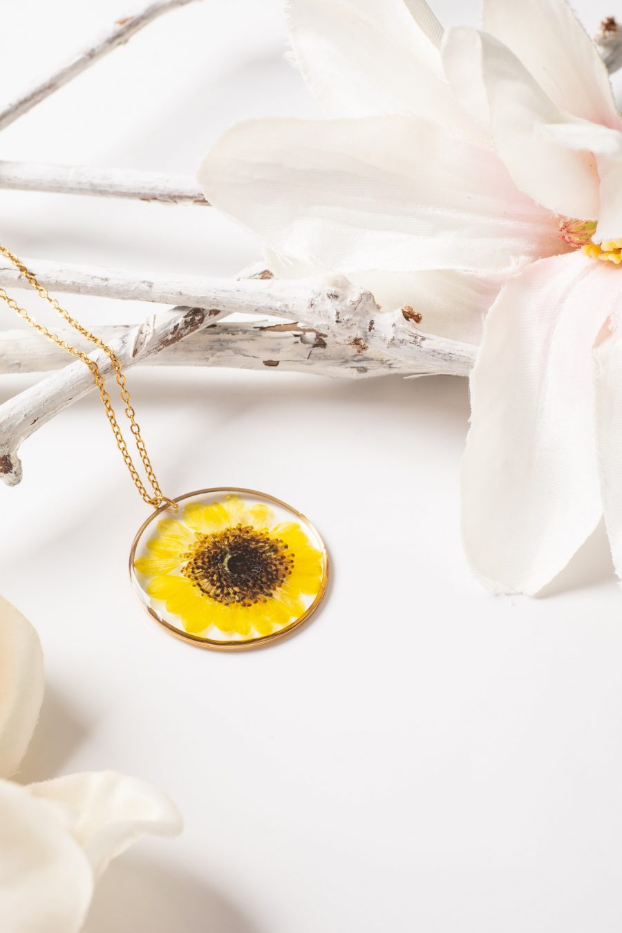 Anhänger Resin Margarite Gelb Gold Rund Groß 2