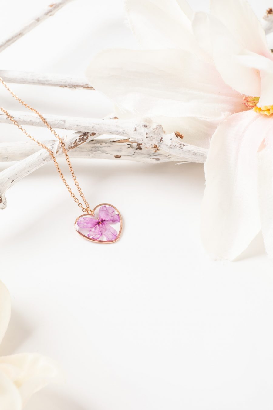 Anhänger Resin Herz Rose Lila Phlox