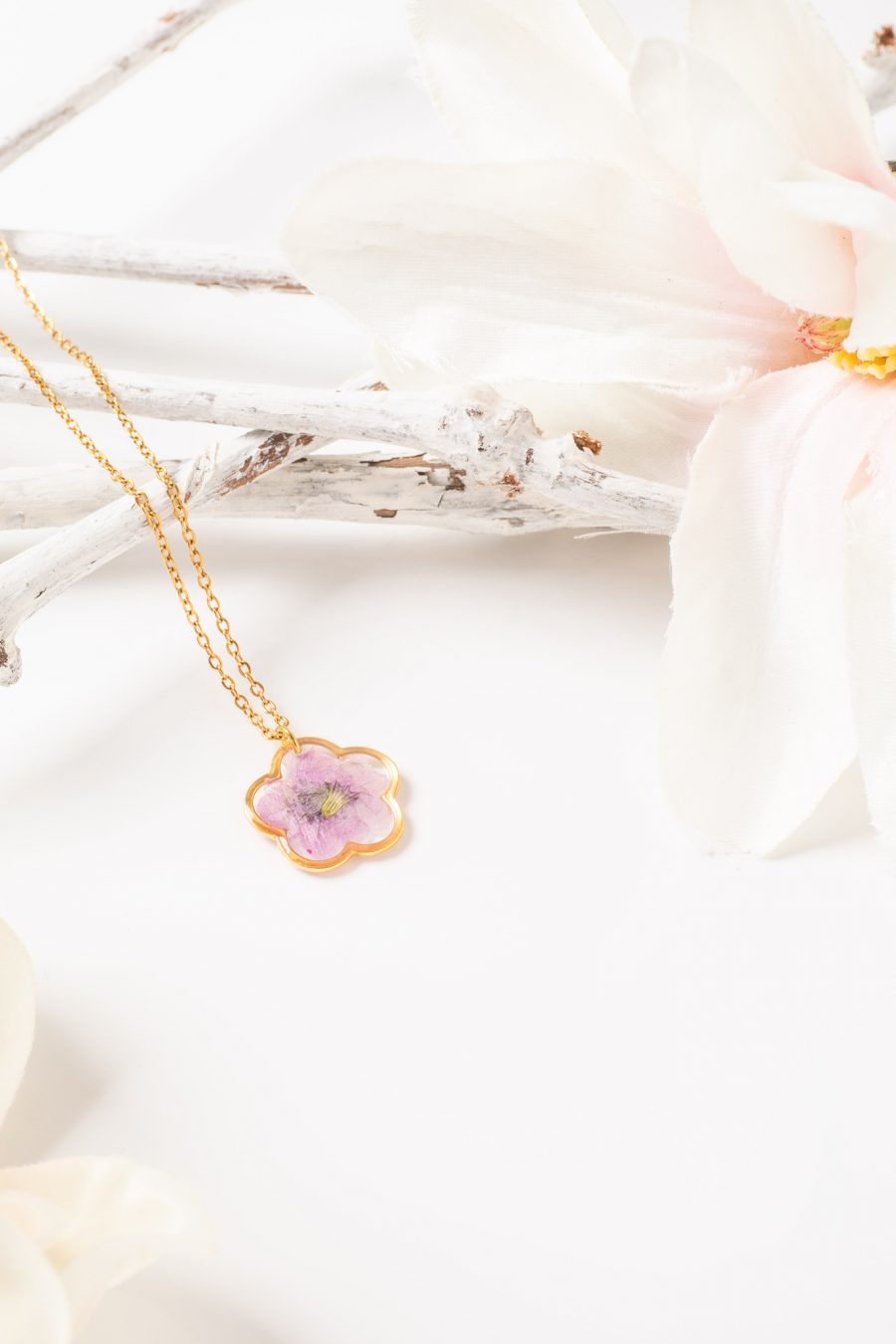 Anhänger Resin Myrthe Rosa Gold Blume