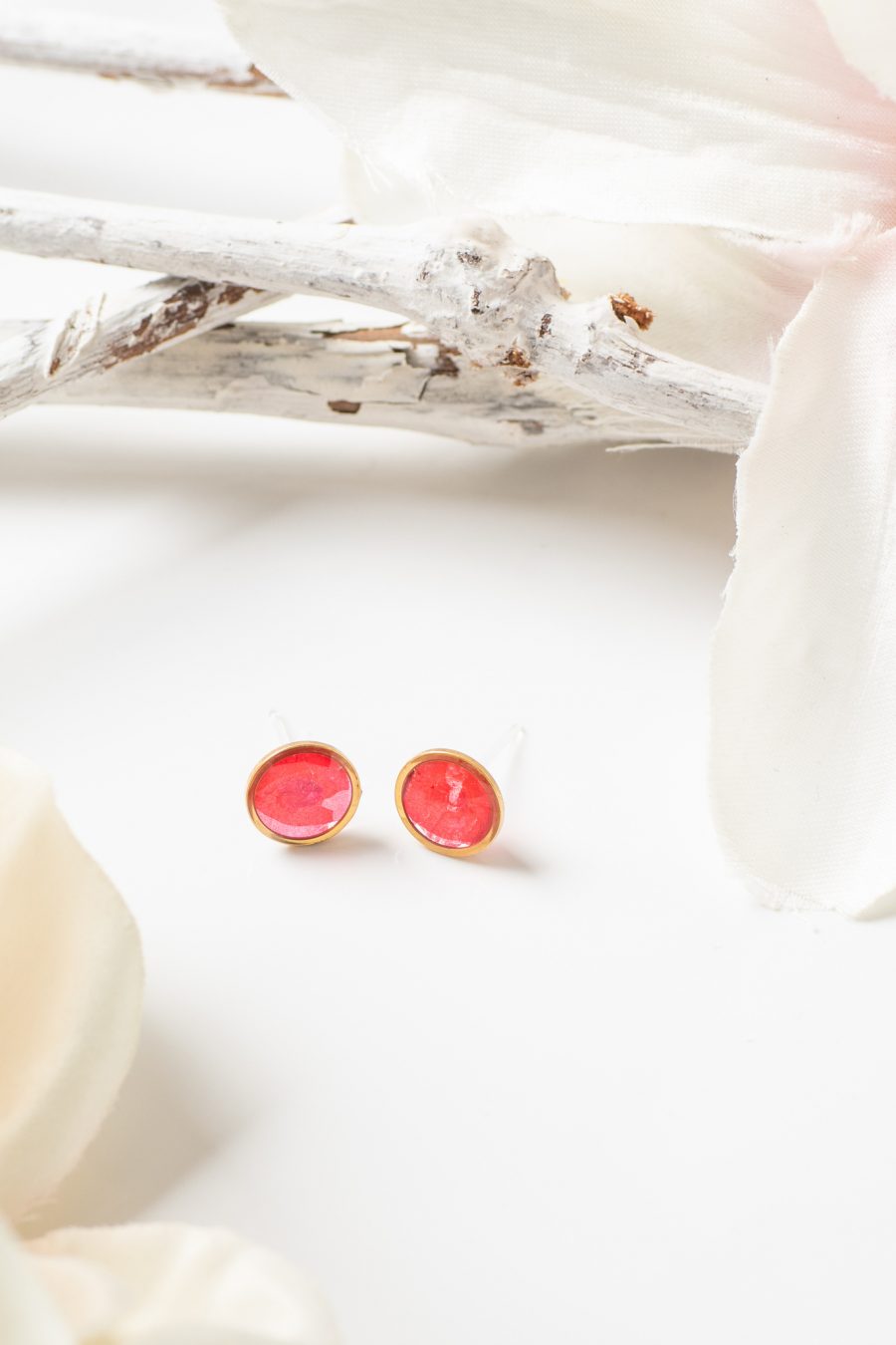 Ohrstecker Resin Geranie Rot klein