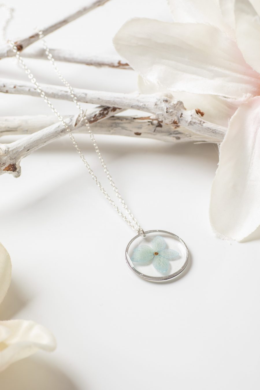 Anhänger Resin Hortensie blau Silber 1